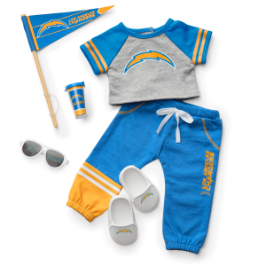 American Girl  x NFL Los Angeles Chargers Fan Outfit & Accessories for 18-inch Dolls