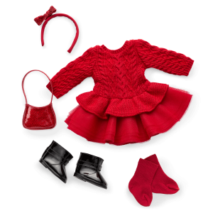American Girl  x Something Navy Crimson Sparkle Sweater Dress for 18-inch Dolls