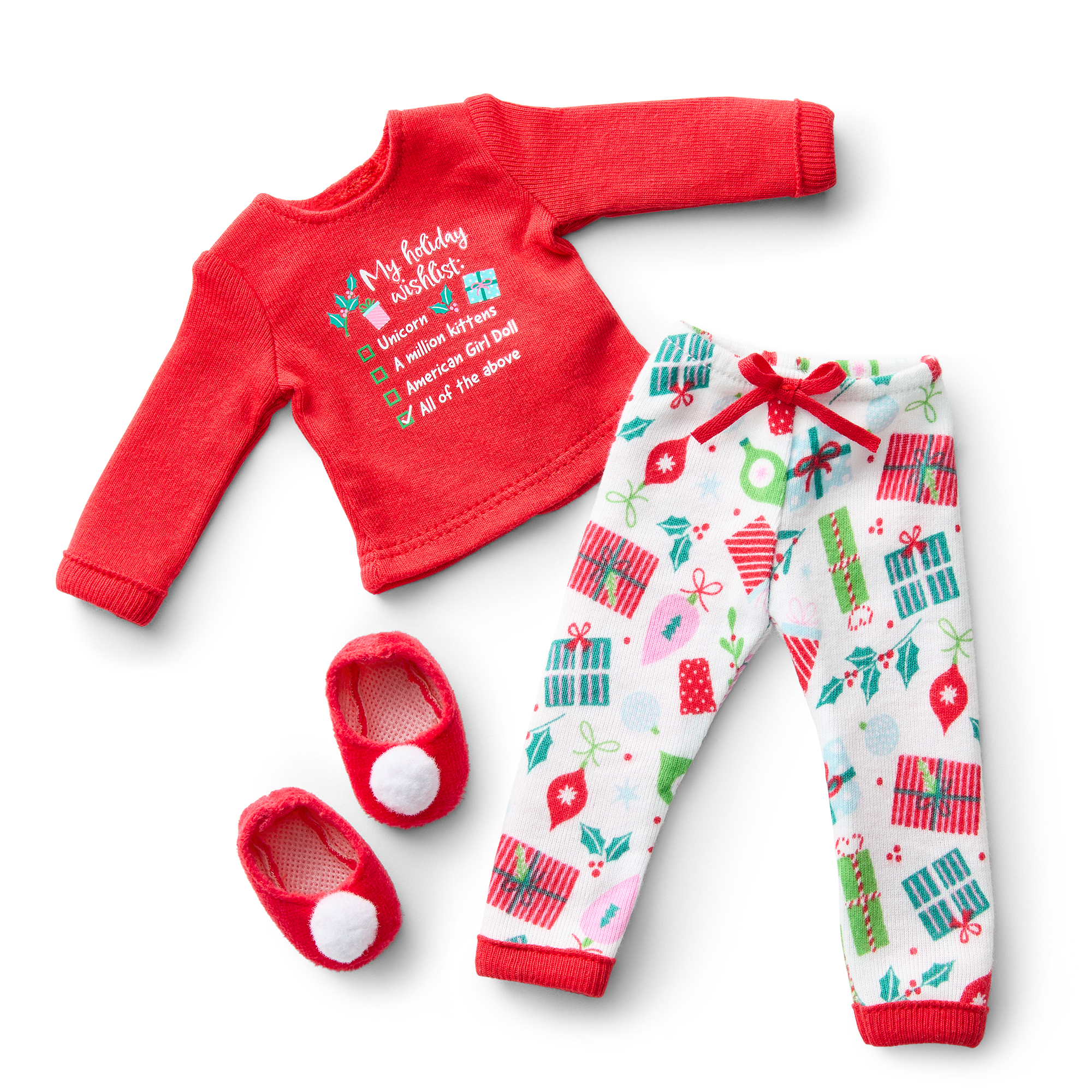 Holiday Wish List PJs for WellieWishers Dolls