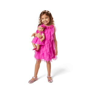 Party-Pink Birthday Dresses for Little Girls & Bitty Baby  Dolls